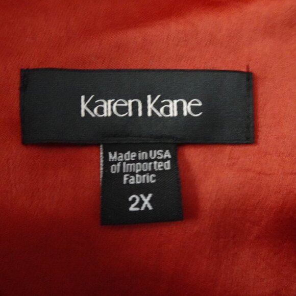 Karen Kane Satiny Top Women's Plus Size 2X Brown Rust Long Sleeve Made in USA - Picture 6 of 10